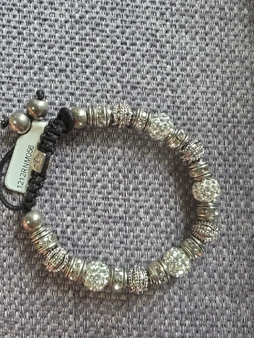 Silver Beaded Pavé Men's Bracelet - Unbranded
